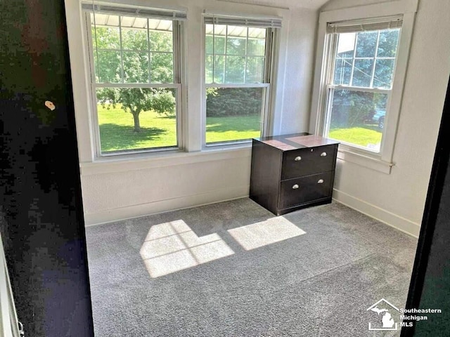 carpeted empty room with baseboards