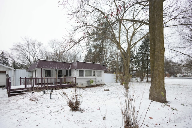 view of front of home featuring a deck