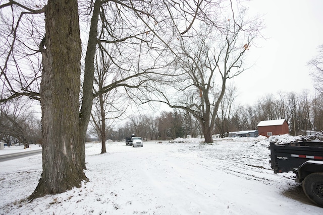 view of yard covered in snow