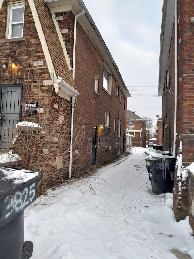 view of snow covered exterior