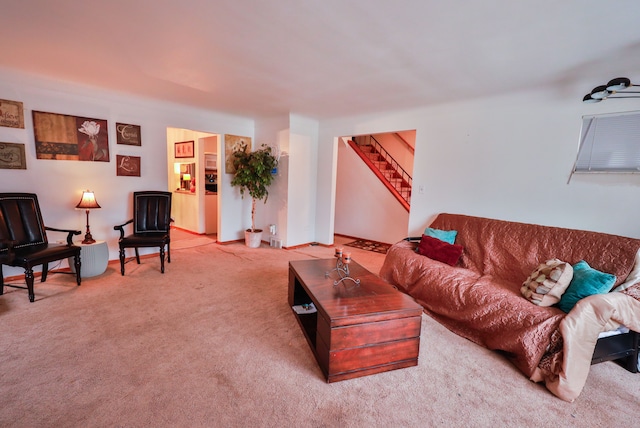 living room with light carpet