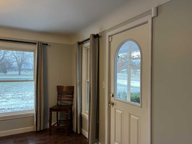 doorway featuring dark hardwood / wood-style flooring