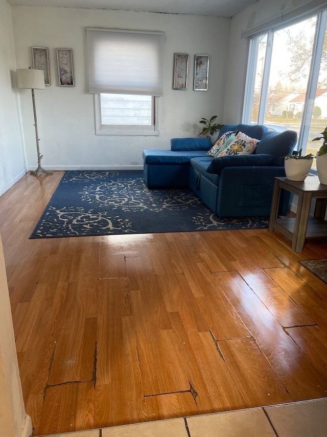 unfurnished living room with wood-type flooring