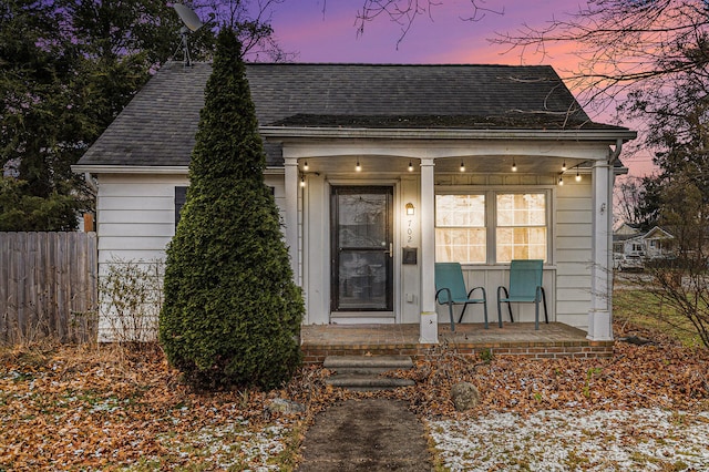 view of front facade featuring covered porch