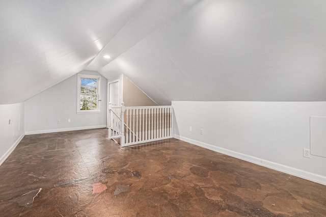 bonus room with vaulted ceiling