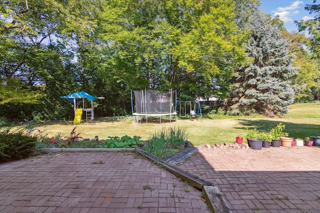 view of patio / terrace featuring a trampoline