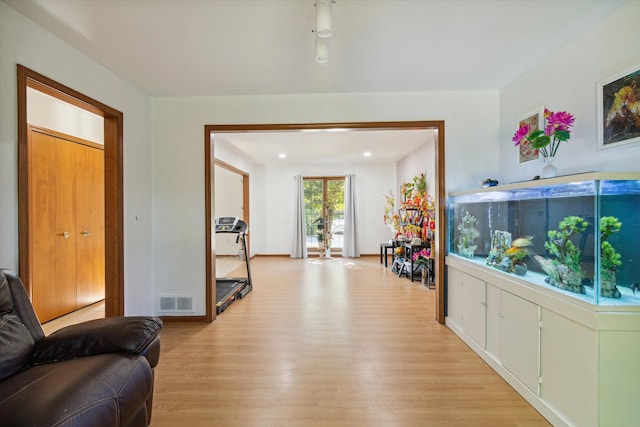 interior space with light hardwood / wood-style floors