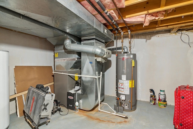 utilities featuring gas water heater and heating unit