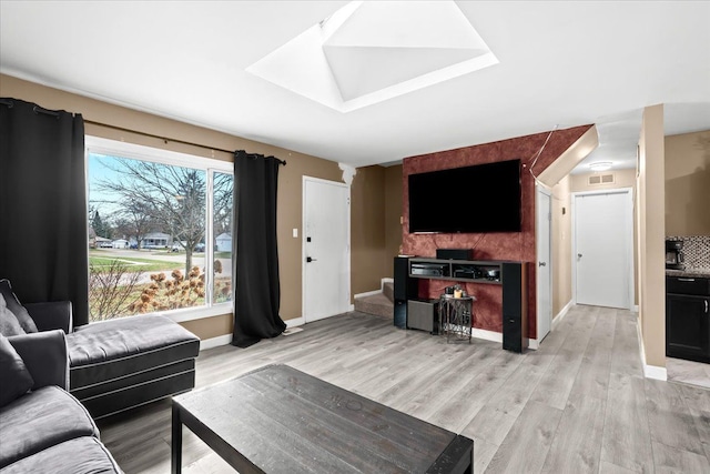 living room with light wood-type flooring