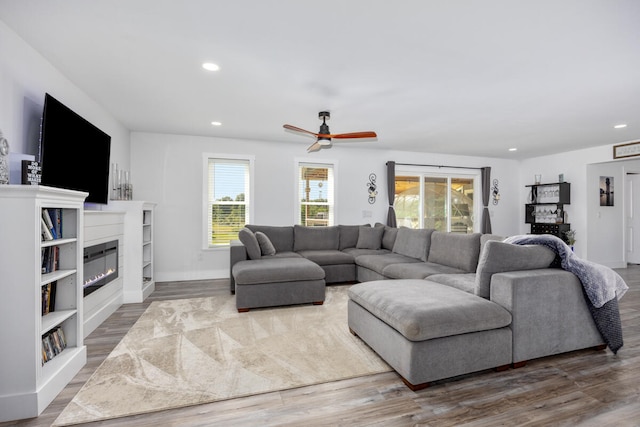 living room with wood-type flooring