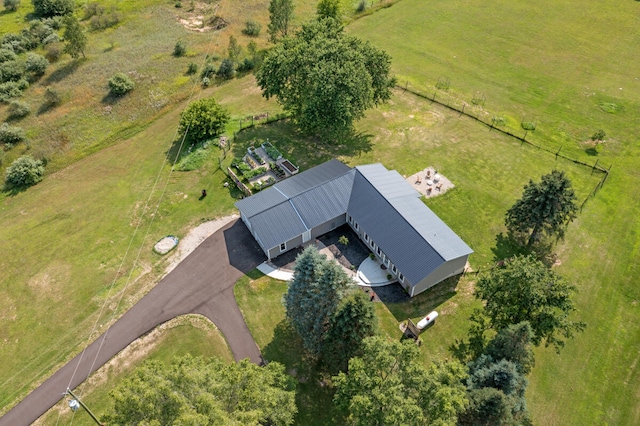 drone / aerial view with a rural view