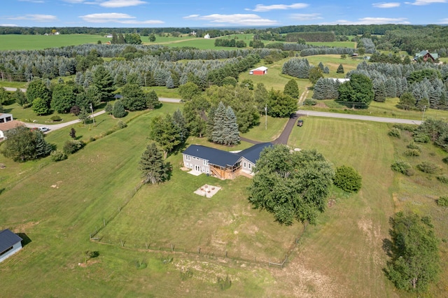 drone / aerial view with a rural view