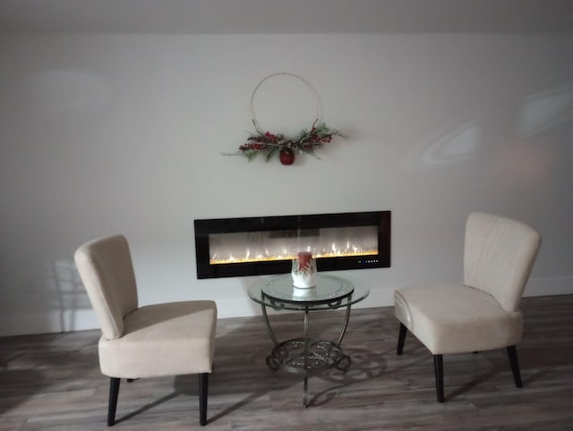 living area with wood-type flooring