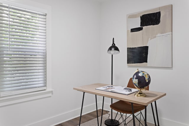 office area featuring wood-type flooring