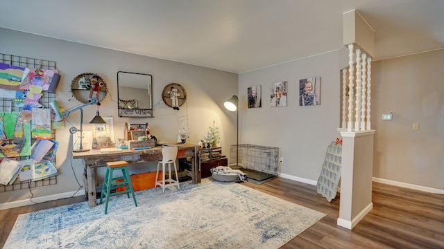 home office featuring hardwood / wood-style floors