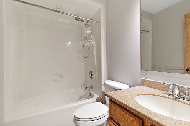 full bathroom featuring vanity, toilet, and shower / washtub combination