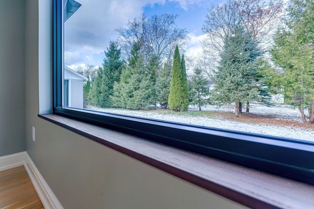 details with hardwood / wood-style flooring