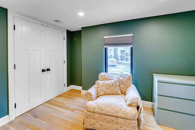 living area featuring light wood-type flooring