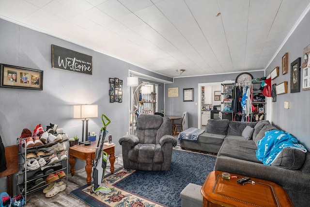 living room with wood-type flooring