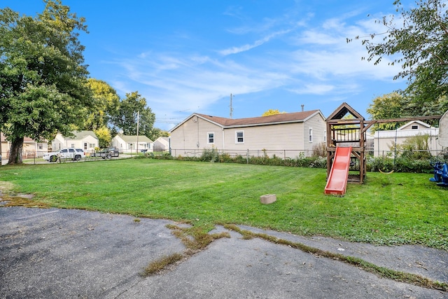 view of yard featuring a playground