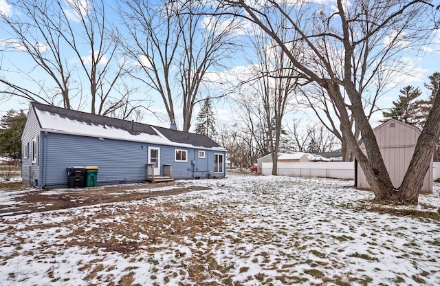 view of snow covered property