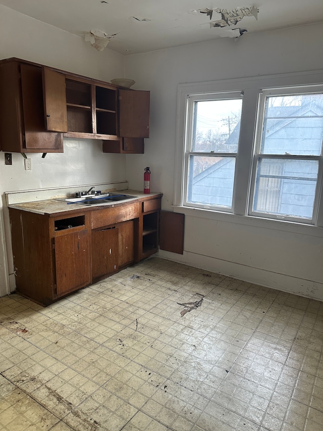 kitchen featuring dark brown cabinets and sink