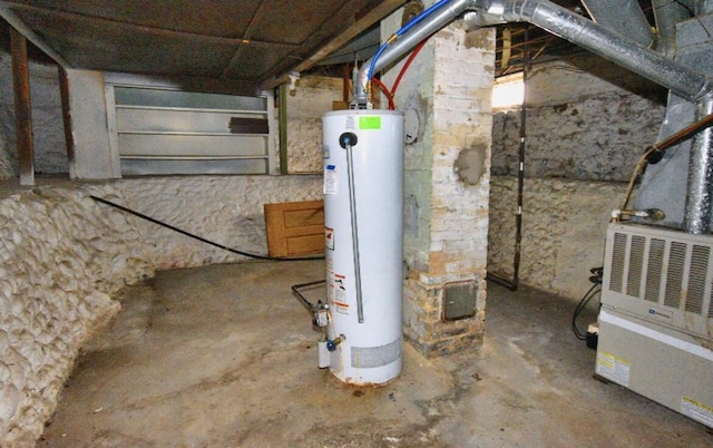 basement with water heater