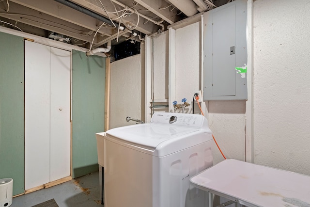 laundry area with washer / dryer and electric panel