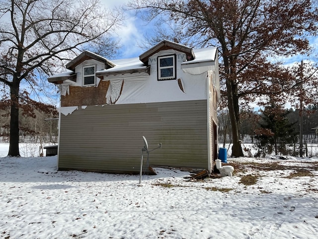 view of snow covered exterior