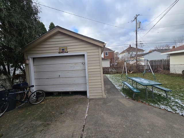 garage with a yard