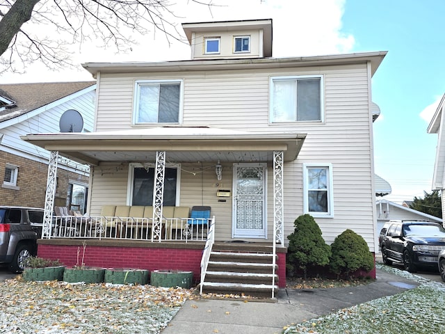 view of front facade featuring covered porch