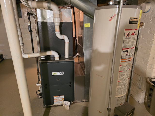 utility room with water heater