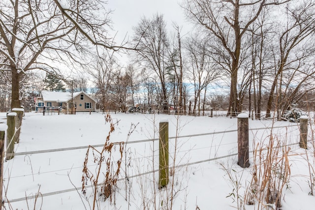 view of yard covered in snow