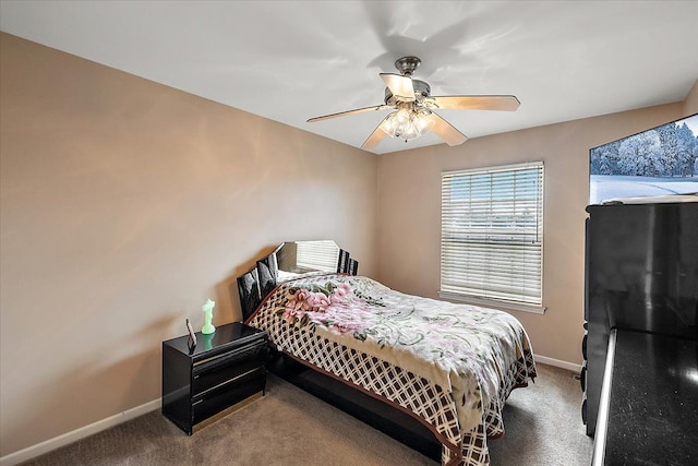 bedroom with carpet flooring and ceiling fan