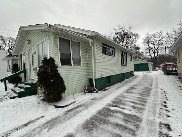 view of snow covered exterior