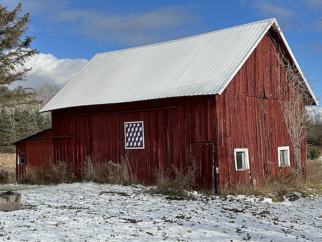 view of snow covered structure