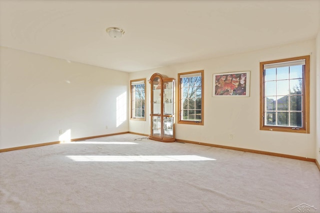 spare room with light colored carpet and a wealth of natural light