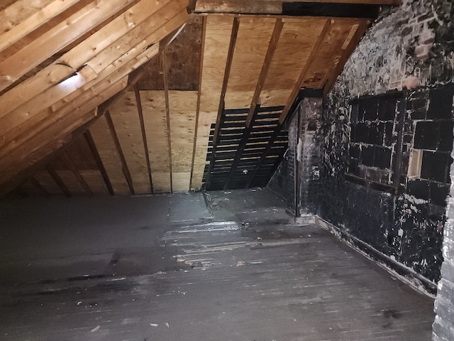 view of unfinished attic