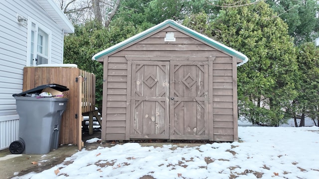 view of snow covered structure