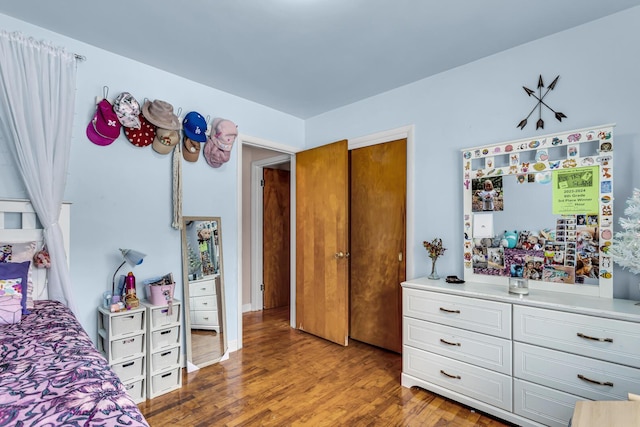 bedroom with wood-type flooring