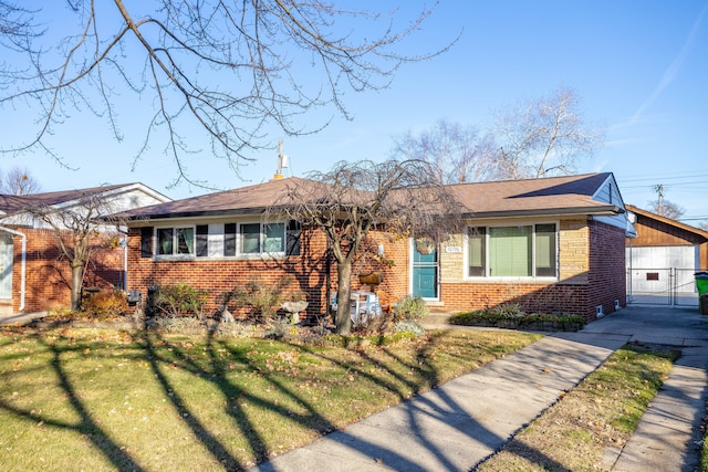 ranch-style home with a front yard