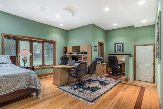 bedroom with light hardwood / wood-style flooring
