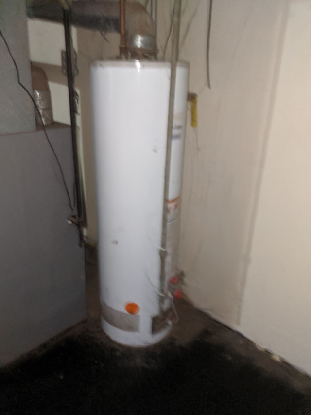 utility room featuring water heater