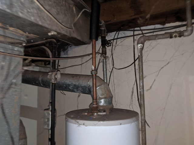 utility room with water heater