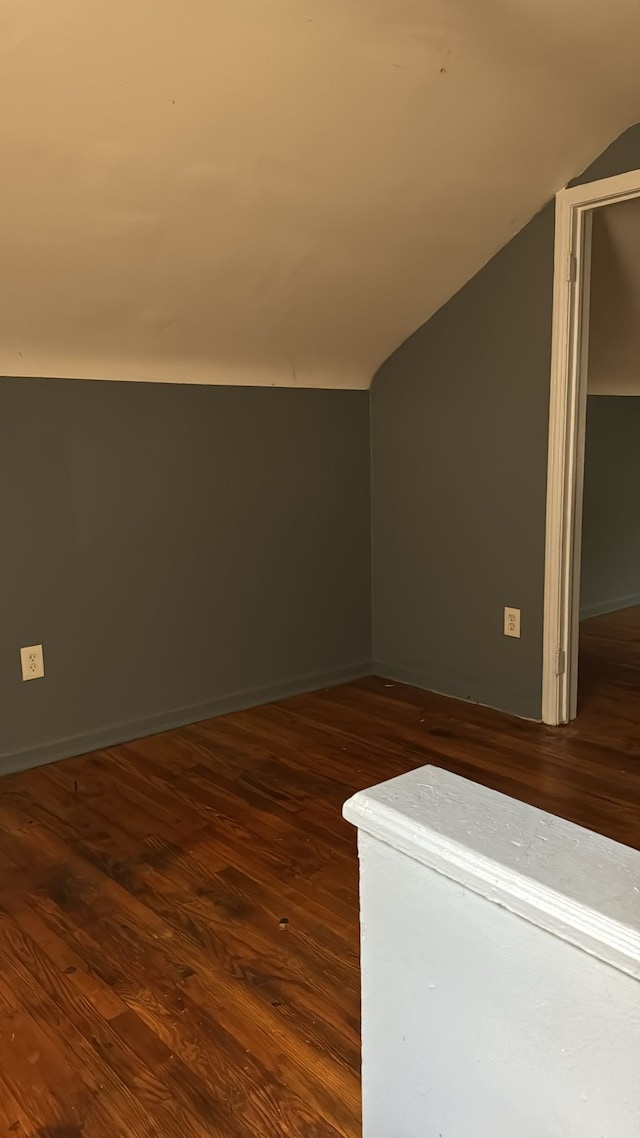 additional living space featuring dark hardwood / wood-style flooring and lofted ceiling