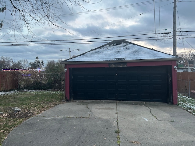 view of garage