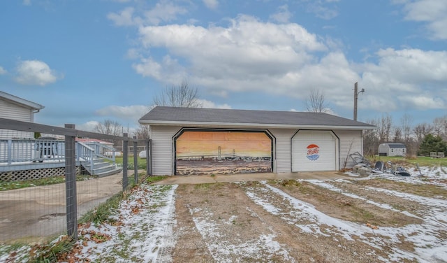 exterior space with a garage