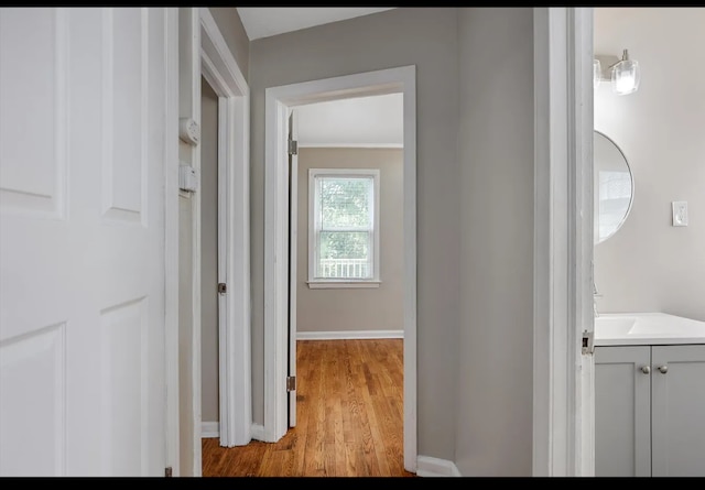 hall featuring light hardwood / wood-style flooring