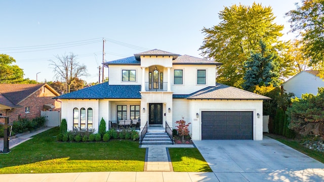 view of front of home featuring a porch and a front lawn