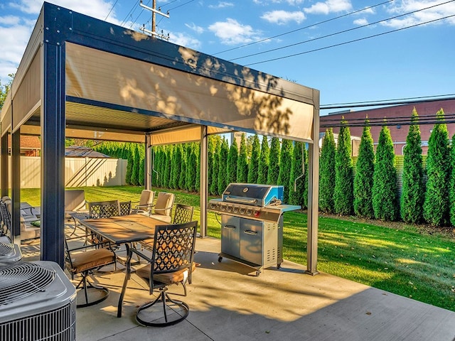 view of patio / terrace with area for grilling and central air condition unit